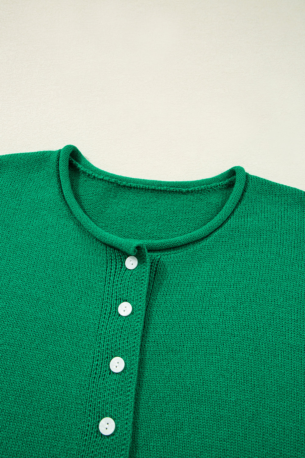 Bright Green Solid Color Knit Button Drop Shoulder Sweater Cardigan Cardigans JT's Designer Fashion