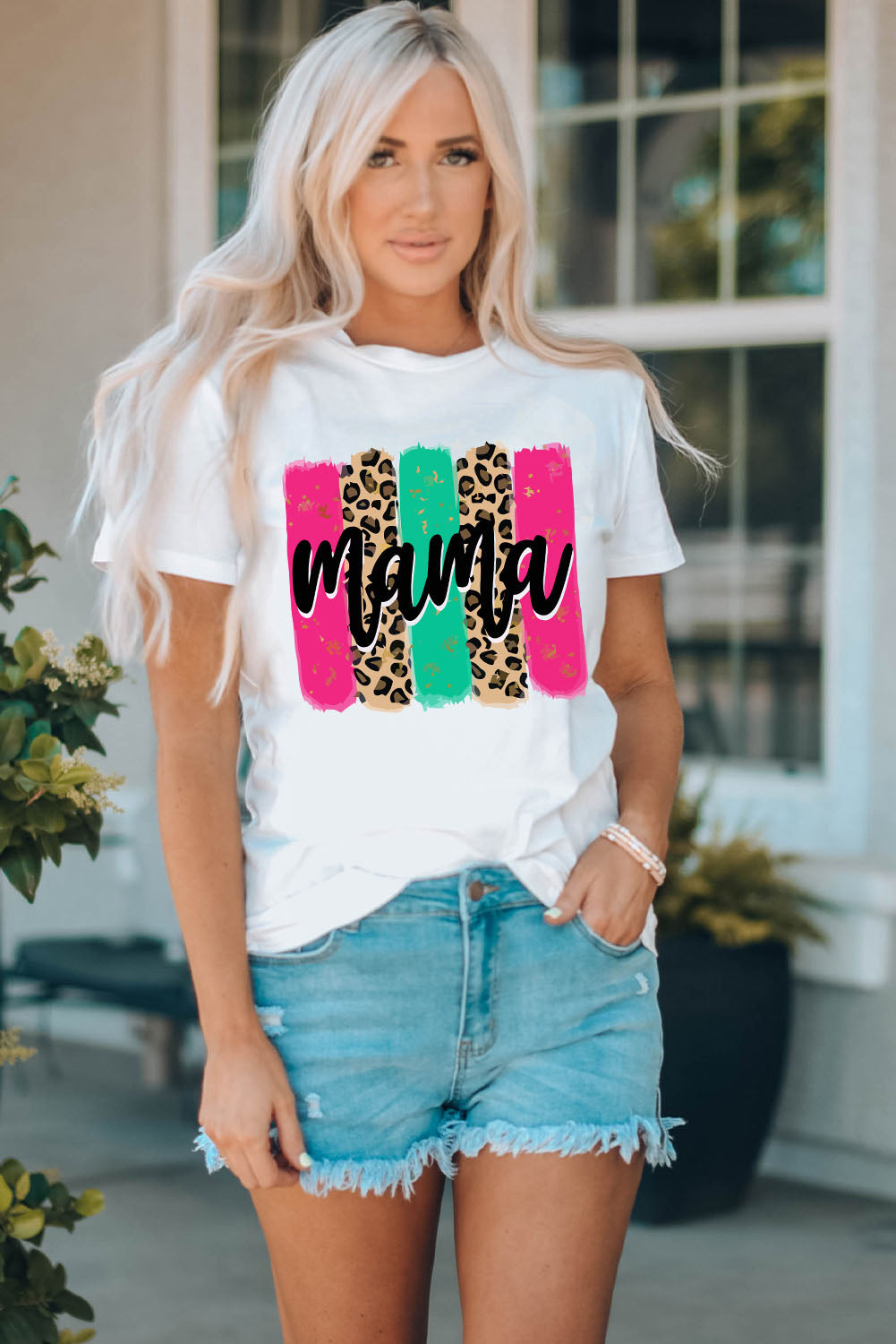 White Mama Leopard Brush Stroke Graphic T Shirt Graphic Tees JT's Designer Fashion
