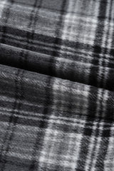 Black Plaid Print Flap Pockets Contrast Hooded Loose Shacket Plaid Shackets JT's Designer Fashion