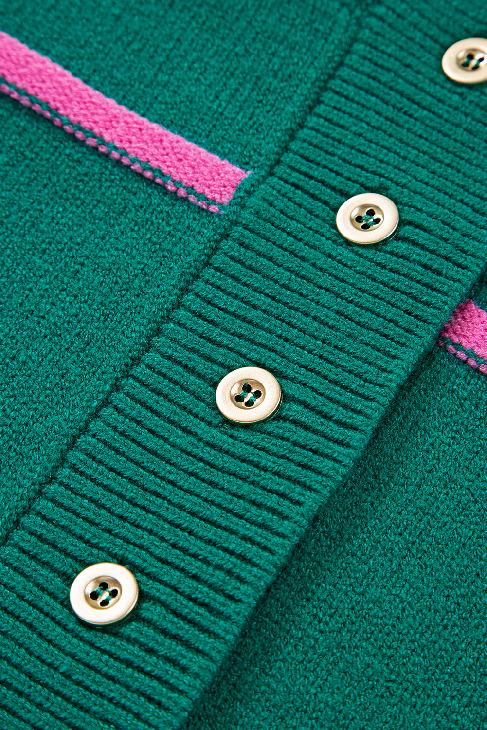 Green Stripe Half Buttons Drop Shoulder Oversized Sweater Sweaters JT's Designer Fashion