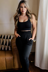 Black Plus Size Frill High Waist Pocketed Soft Pants Plus Size Bottoms JT's Designer Fashion