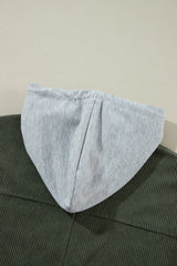 Jungle Green Oversized Corduroy Contrast Hooded Shacket Jackets JT's Designer Fashion
