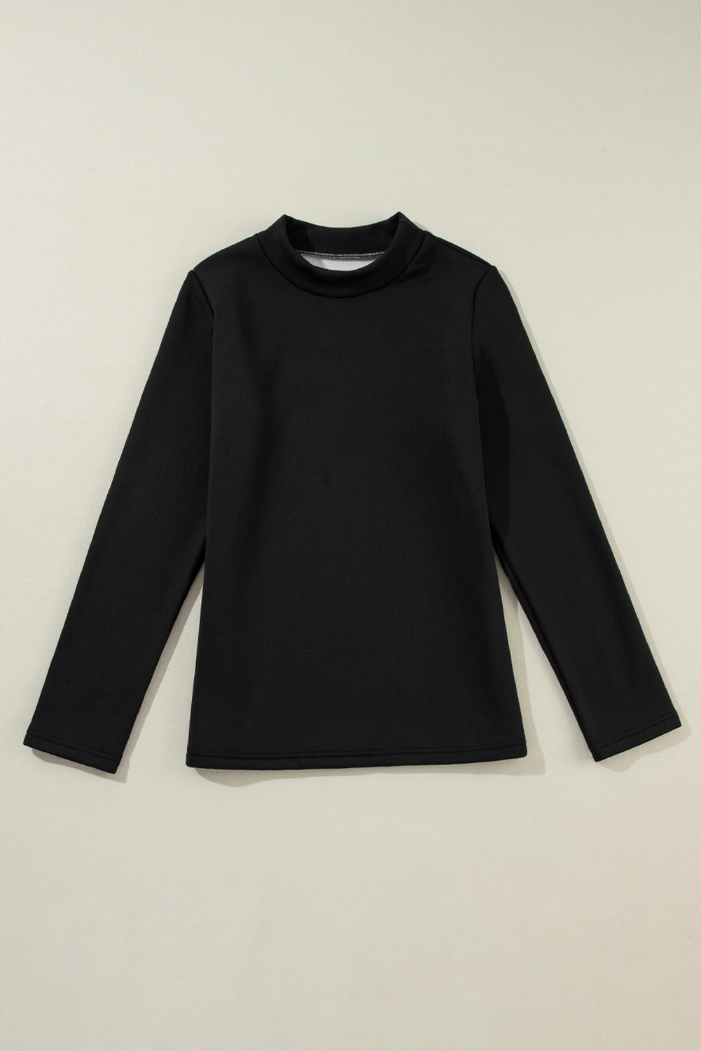 Black Mock Neck Thermal Lined Long Sleeve Tee Long Sleeve Tops JT's Designer Fashion