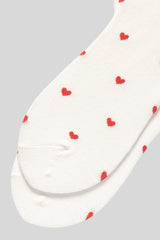 White Valentines Heart Pattern Cotton Socks Socks JT's Designer Fashion