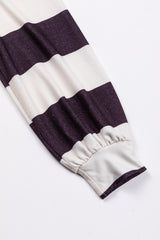 Ginger Colorblock Striped Sleeve Patchwork Drop Shoulder Top Long Sleeve Tops JT's Designer Fashion