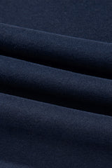 Navy Blue Solid Color Fleece Lined Drawstring Waist Casual Pants Pants & Culotte JT's Designer Fashion