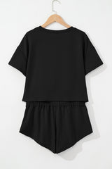 Black Firework USA Graphic Tee and Smocked Waistband Skort Set Graphic Sets JT's Designer Fashion