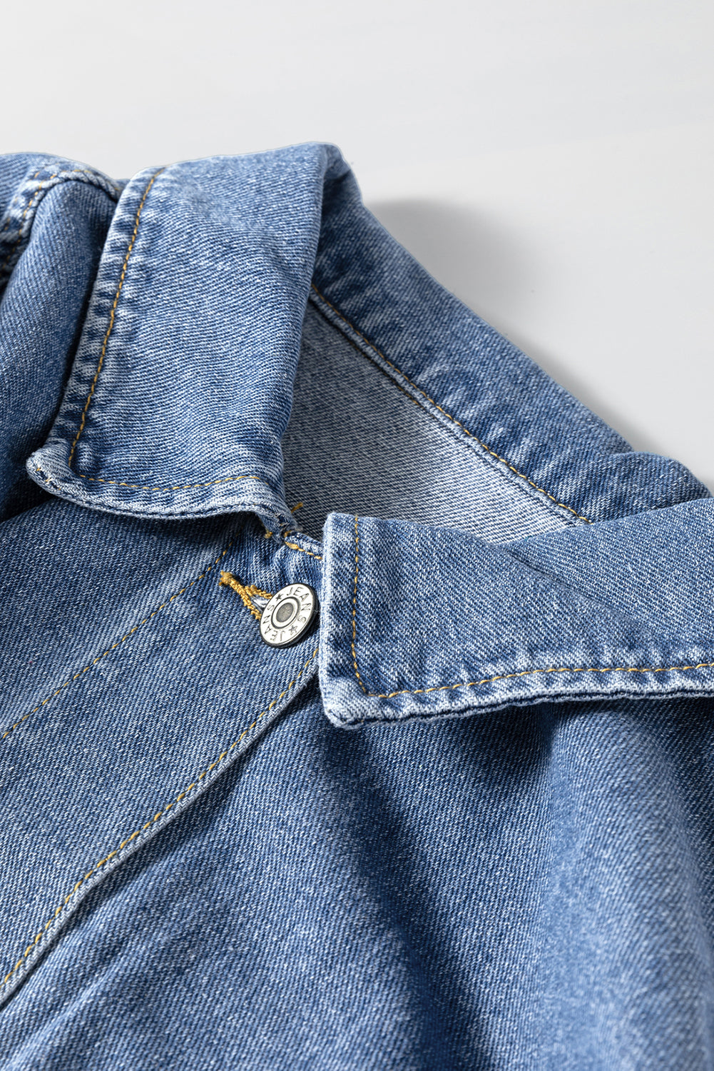 Light Blue Washed Oversize Pocketed Denim Jacket Denim Jackets JT's Designer Fashion