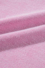Pink Waffle Knit Patchwork Exposed Seam Raglan Sweatshirt Sweatshirts & Hoodies JT's Designer Fashion