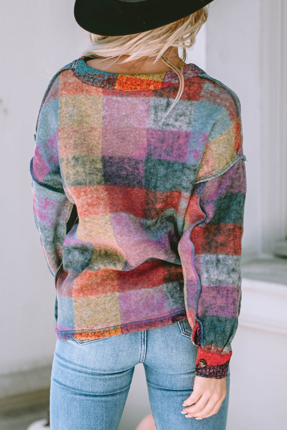 Multicolor Brushed Checked Western Buttoned Jacket Jackets JT's Designer Fashion