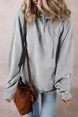 Light Grey Fleece Lined Kangaroo Pocket Drawstring Chunky Hoodie Sweatshirts & Hoodies JT's Designer Fashion