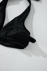 Black Sheer Mesh Edged Halter V Neck Push Up Bikini Bikinis JT's Designer Fashion