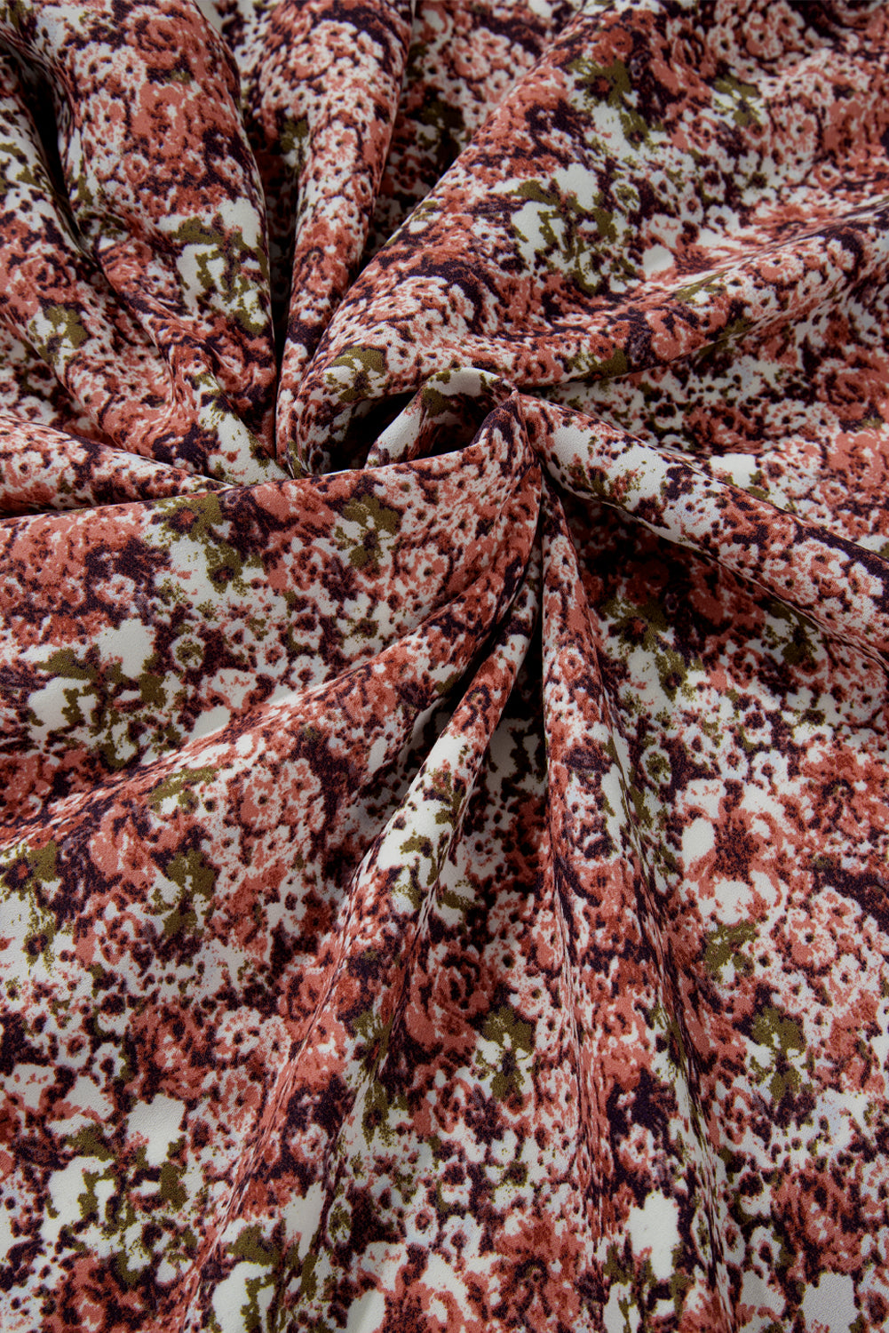 Brown Floral Print Split Front Tiered Frilled V Neck Midi Dress Floral Dresses JT's Designer Fashion