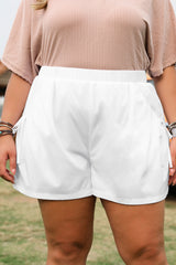 White Bow Decor Pockets Plus Size Shorts Plus Size Bottoms JT's Designer Fashion