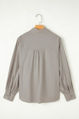 High Solid Color Balloon Sleeve Side Slits Loose Fit Shirt Blouses & Shirts JT's Designer Fashion