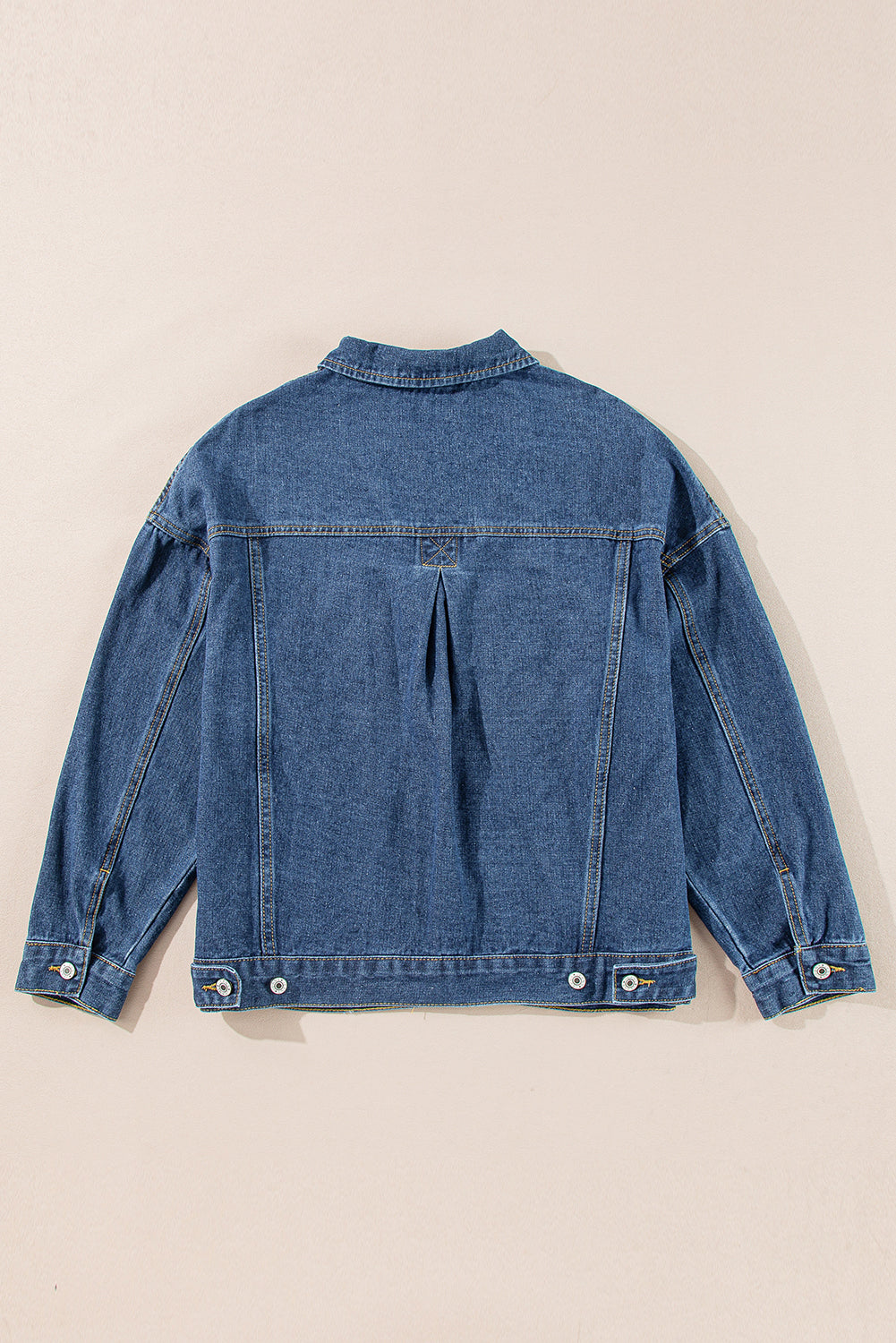 Dark Blue Washed Oversize Pocketed Denim Jacket Denim Jackets JT's Designer Fashion
