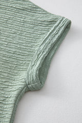 Grass Green Solid Color Textured Crinkle Short Sleeve T Shirt Dress T Shirt Dresses JT's Designer Fashion