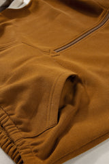 Chestnut Color Block Half Zip Kangaroo Pocketed Hoodie Sweatshirts & Hoodies JT's Designer Fashion