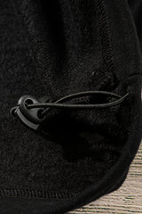 Black Fleece Lined Half Zipper Kangaroo Pockets Loose Hoodie Sweatshirts & Hoodies JT's Designer Fashion