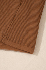 Camel Ribbed Knit Drop Sleeve V Neck Loose Fit Sweater Sweaters JT's Designer Fashion