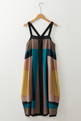 Brown Retro Geometric Printed Y Back Sleeveless Dress Maxi Dresses JT's Designer Fashion