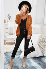 Khaki Chunky Wide Long Sleeve Knit Cardigan Sweaters & Cardigans JT's Designer Fashion