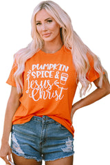 Orange PUMPKIN SPICE & Jesus Christ Graphic T-shirt Graphic Tees JT's Designer Fashion