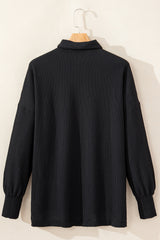 Black Sequin Patch Chest Pocket Corded Shacket Jackets JT's Designer Fashion