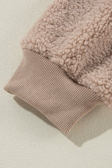 Light French Beige Zipper Pocketed Winter Fuzzy Jacket Jackets JT's Designer Fashion