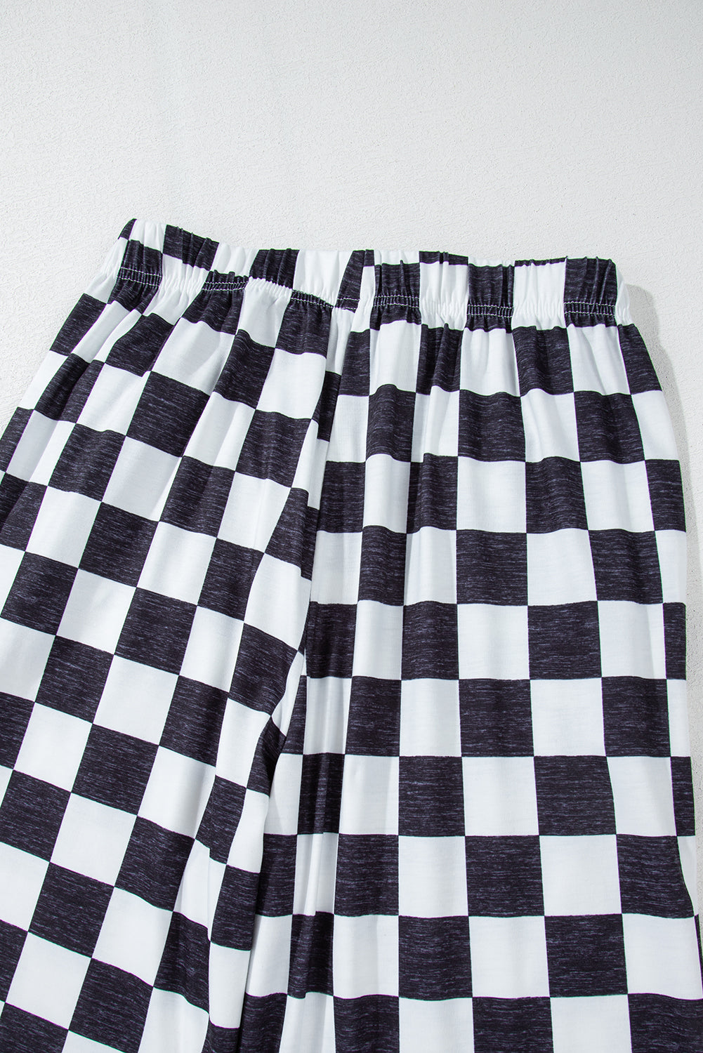 Black 2-Tone Checked Print High Waist Wide Leg Pants Pants & Culotte JT's Designer Fashion