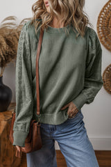 Casual Textured Patchwork Round Neck Sweatshirt Sweatshirts & Hoodies JT's Designer Fashion