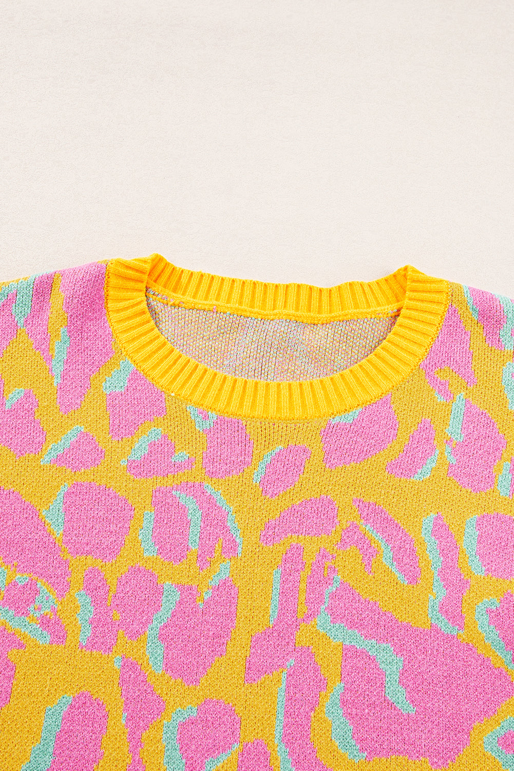 Vitality Orange Abstract Print Ribbed Trim Baggy Sweater Sweaters JT's Designer Fashion
