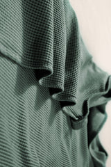 Mist Green Waffle Knit Patched Pocket Tank and Drawstring Shorts Set Short Sets JT's Designer Fashion