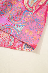 Rose Tribal Paisley Print Ruffled Sleeve Notch Neck Midi Dress Floral Dresses JT's Designer Fashion