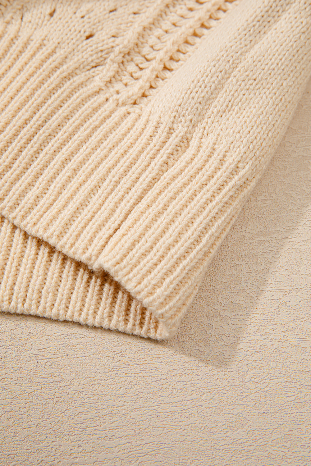 Beige Open Knit Drop Shoulder Sweater Cardigan Cardigans JT's Designer Fashion