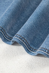 Blue Mid Rise Asymmetrical Waist Wide Leg Jeans Jeans JT's Designer Fashion