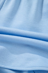 Beau Blue Color Block Stripes Elastic High Waist Active Shorts Casual Shorts JT's Designer Fashion