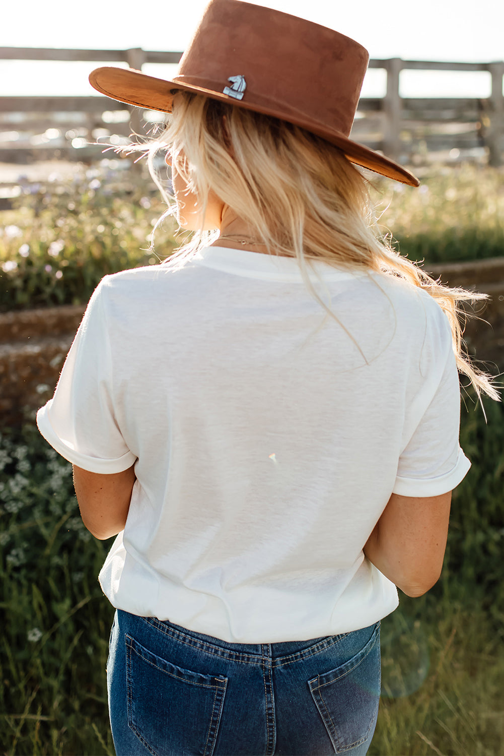 White Tassel Bowknot Print Round Neck Western Fashion T Shirt Graphic Tees JT's Designer Fashion