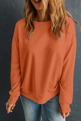 Orange Solid Classic Crewneck Pullover Sweatshirt Sweatshirts & Hoodies JT's Designer Fashion
