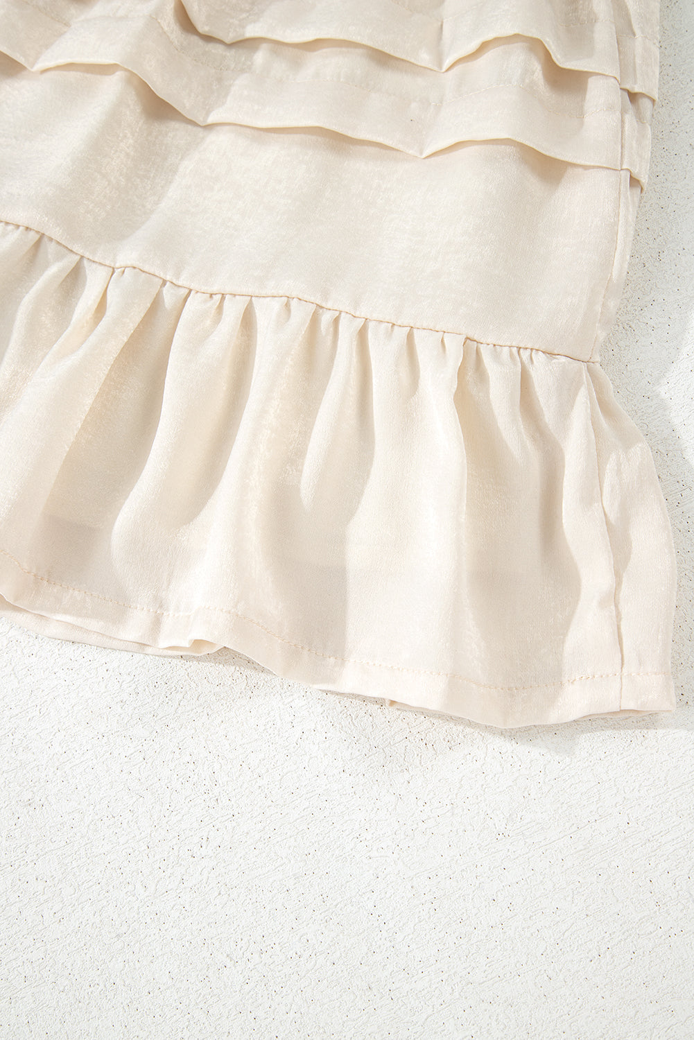 Beige Tiered Ruffled Hemline Elastic Waist Mini Skirt Skirts & Petticoat JT's Designer Fashion