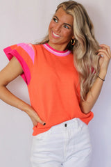 Carrot Knitted Contrast Sleeve Round Neck Tee Sweaters & Cardigans JT's Designer Fashion