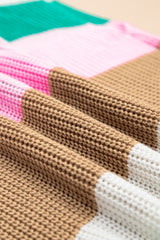 Multicolour Plus Size Striped Colorblock V Neck Short Sleeve Sweater Plus Size Sweaters & Cardigans JT's Designer Fashion