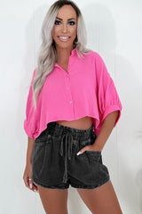 Black Drawstring High Waist Casual Denim Shorts with Pockets Denim Shorts JT's Designer Fashion