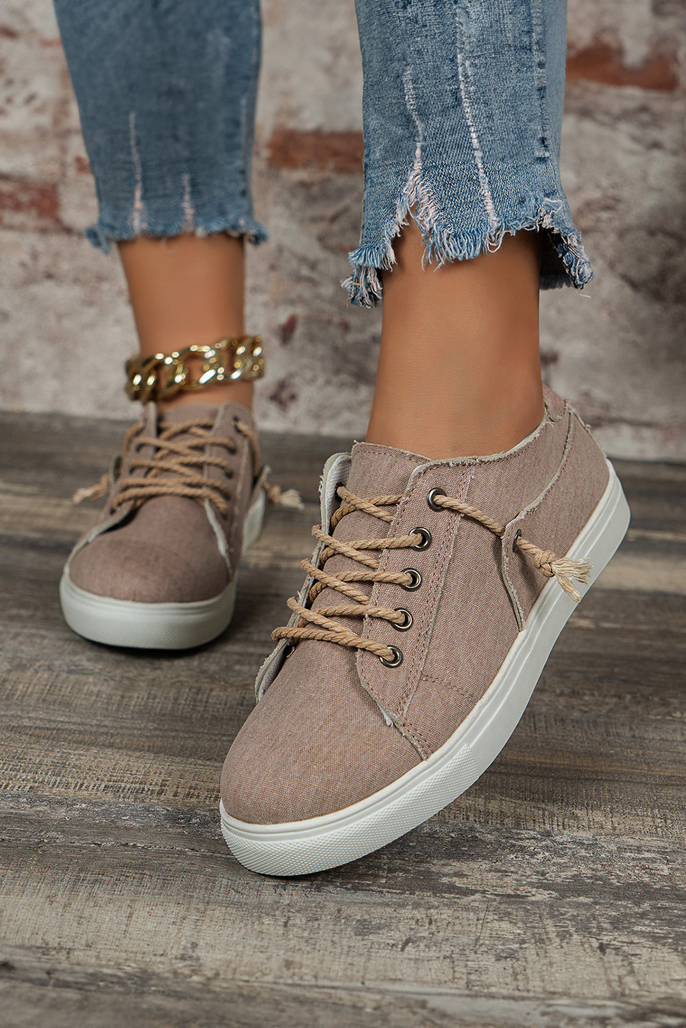 Parchment Criss Cross Slip On Canvas Flats Women's Shoes JT's Designer Fashion