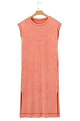 Carrot Mineral Wash Pocketed T-shirt Long Dress T Shirt Dresses JT's Designer Fashion