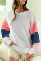 White French Terry Color Block Long Sleeve Top Long Sleeve Tops JT's Designer Fashion
