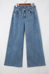 Dusk Blue Medium Wash Super Wide Leg Denim Pants Jeans JT's Designer Fashion