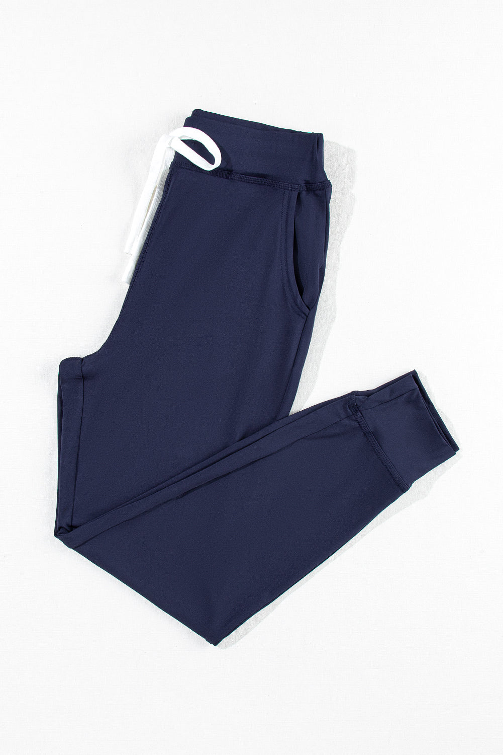Navy Blue Drawstring Waist Pocketed Joggers Pants & Culotte JT's Designer Fashion