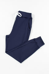 Navy Blue Drawstring Waist Pocketed Joggers Pants & Culotte JT's Designer Fashion