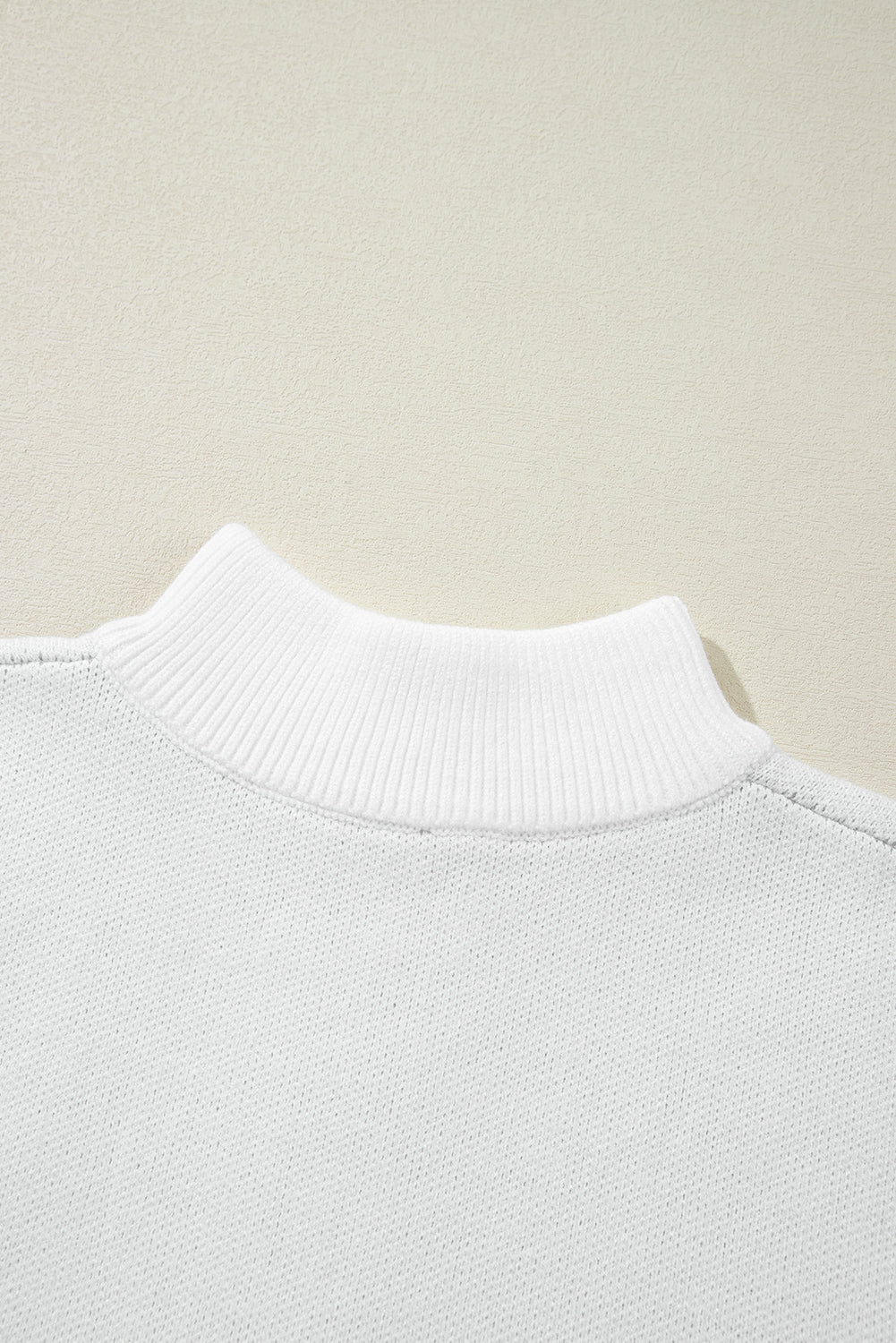 White Contrast Flower Half Zipper Stand Neck Sweater Sweaters JT's Designer Fashion
